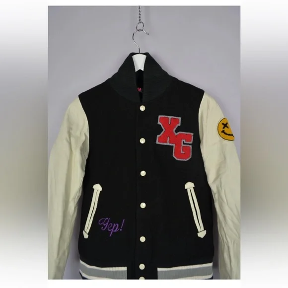 RARE! X-Girl Varsity Jacket College Leather Wool Hype Street Fashion Size 2 - Picture 4 of 14